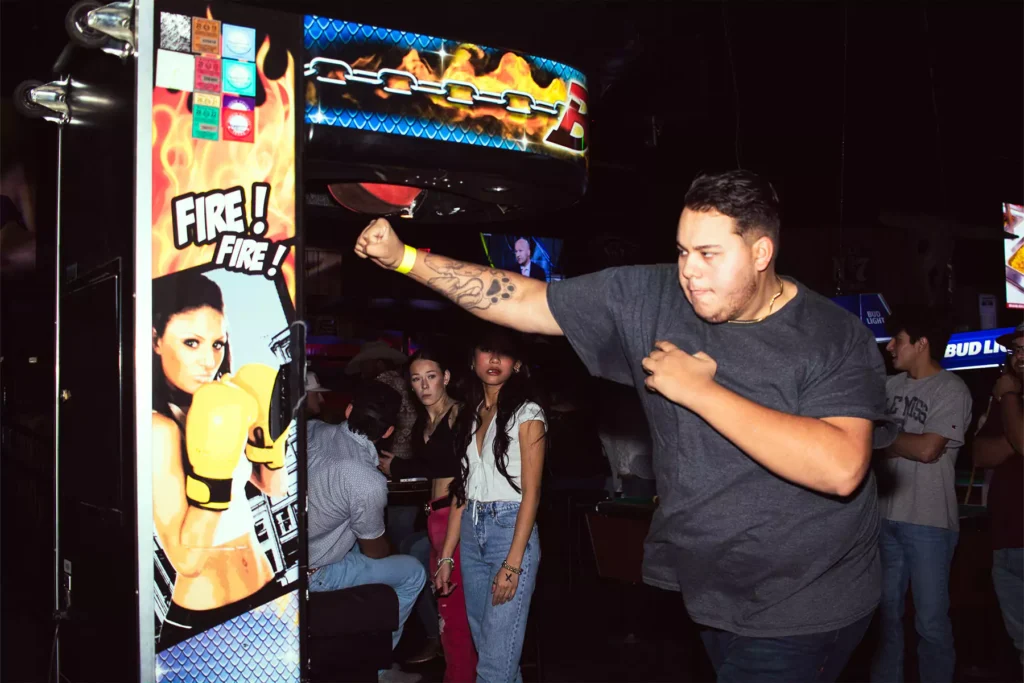 Powerful Strikes: Punching Bag Fun at Stampede