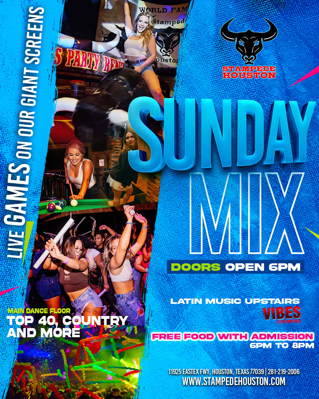 Stampede Houston nightclub – Sunday Mix with dancing, nightlife, Latin music & free food in Houston